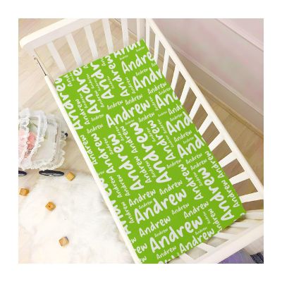 Light Green Custom Name Crib Sheets for Boys Girls Personalized Pack and Play Sheets Fitted Toddler Sheets for Baby Infants