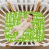Light Green Custom Name Crib Sheets for Boys Girls Personalized Pack and Play Sheets Fitted Toddler Sheets for Baby Infants view 4