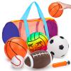 5 Pack Sports Balls Set for Kids with Bag Toddlers 1-3 Football Soccer Basketball Baseball Volleyball Outdoor Toys for 1 2 3 Year Old Boys Sport Bouncy Playground Toddler 1-3 2-4 3-5 Birthday Gifts view 1
