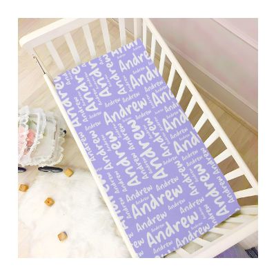 Lilac Custom Name Crib Sheets for Boys Girls Personalized Pack and Play Sheets Fitted Toddler Sheets for Baby Newborn