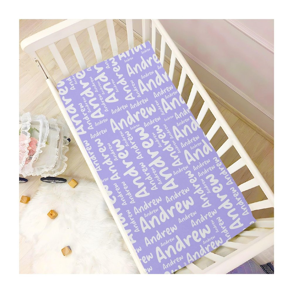 Lilac Custom Name Crib Sheets for Boys Girls Personalized Pack and Play Sheets Fitted Toddler Sheets for Baby Newborn