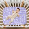 Lilac Custom Name Crib Sheets for Boys Girls Personalized Pack and Play Sheets Fitted Toddler Sheets for Baby Newborn view 4