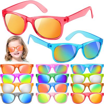 12 Pack Kids Sunglasses Hawaiian Party Favors with UV400 Protection, 12 Colors Neon Sunglasses in Bulk for Boys Girls Birthday, Beach, Summer Pool Party Supplies, Goody Bag Stuffers, Classroom Gift