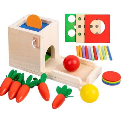 BEACENOV Wooden Montessori Toys for Toddler, Educational Toys for Baby Boys or Girls, 4 in 1 Montessori Object Permanence Box, Toddler Gifts for Boys or Girls