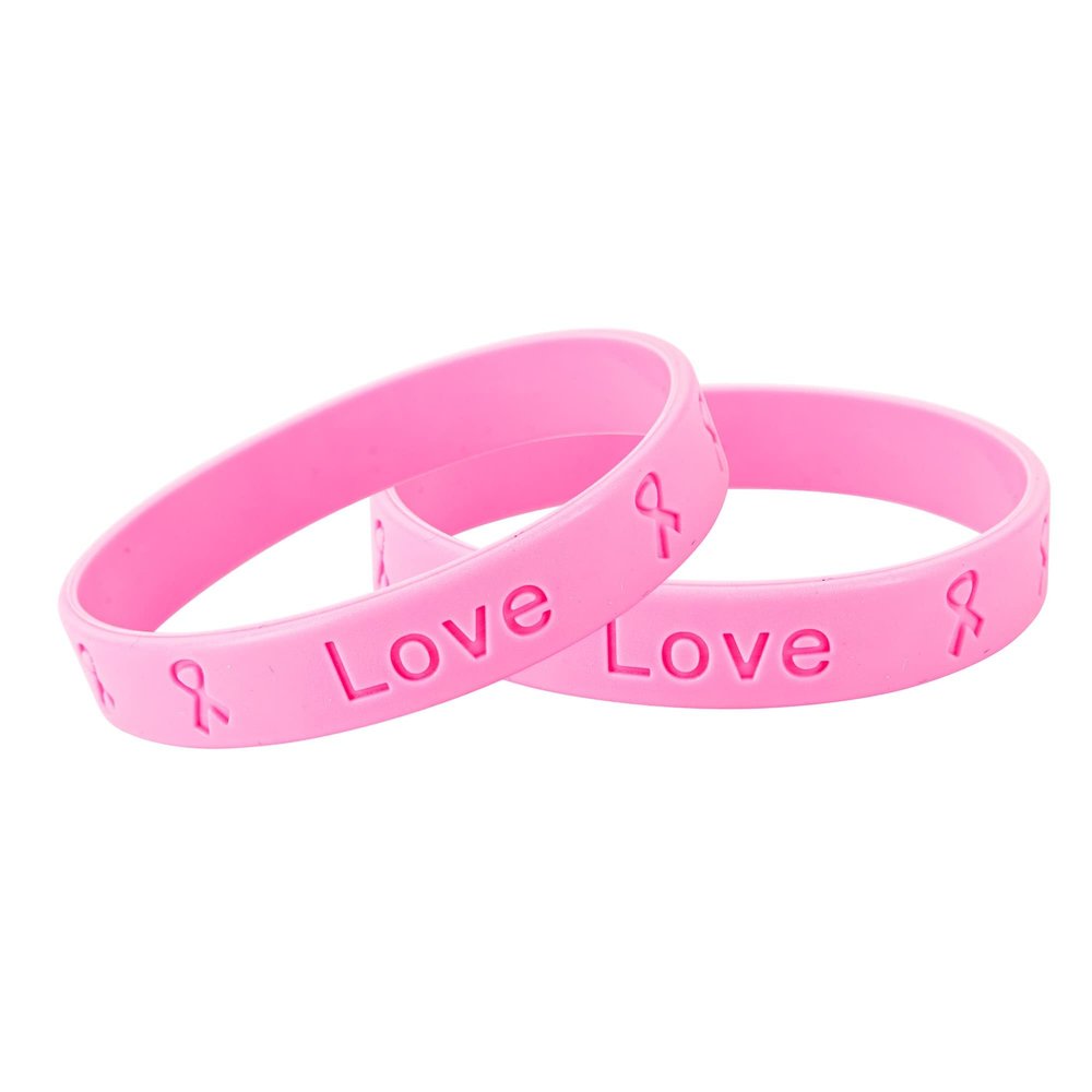 10 Pack Pink Silicone Bracelets Breast Cancer Silicon Bracelets Perfect for Fundraising and Gift-Giving Pink Rubber Wristbands