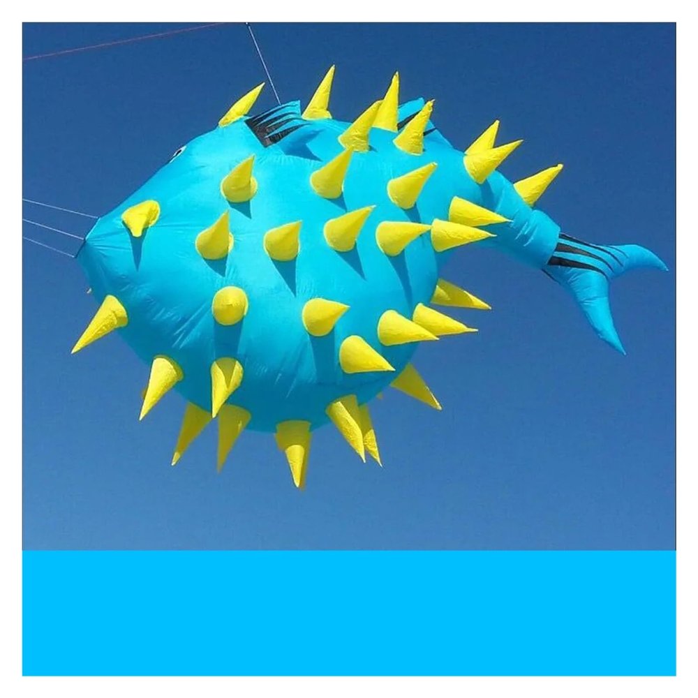 3D Fish Kite, 3 m / 5m Dolphins Balloonfish Globefish Puffer Fabric Kite, Windsock Kite Soft Kites (Color : 5m, Size : B)