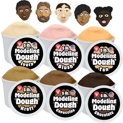 Hygloss Play Modeling Dough for Kids Multicultural Skin Tones Safe & Non-Toxic Sensory Dough for Arts & Crafts Play Clay for Toddler Activities, Preschool Classroom Must-Haves (6 Tubs x 5lb.)