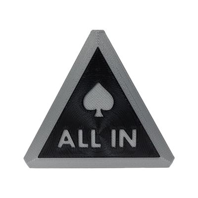 Hill Country Vinyl 3D Printed All in Triangle Button for Texas Hold'em Poker (2.5in [6-Pack], Silver/Black)
