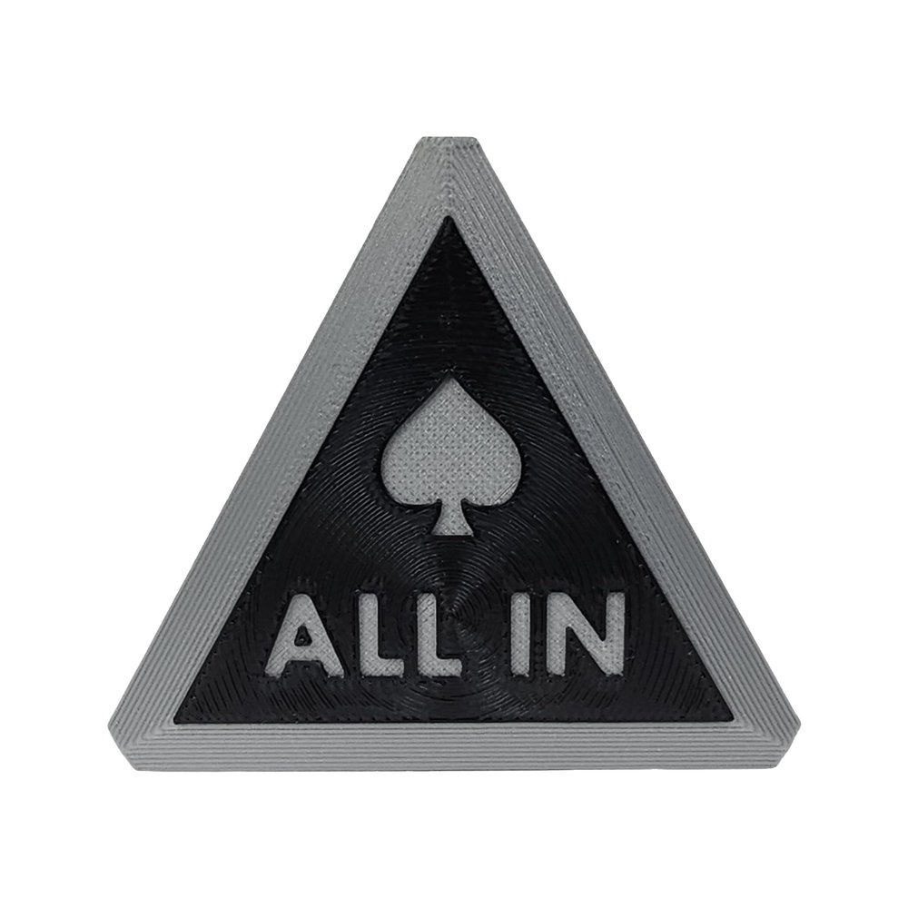 Hill Country Vinyl 3D Printed All in Triangle Button for Texas Hold'em Poker (2.5in [6-Pack], Silver/Black)
