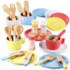 GAGAKU Wooden Play Dishes and Plates for Kids Kitchen Set 27 PCS Montessori Wood Play Kitchen Accessories Kitchen Toy for Toddlers Wooden Play Cooking Set for 3-8 Years Girls and Boys view 1