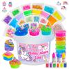 Crystal Clear Slime Kit with 36 Add-ins & 17 FL OZ Premade Base - DIY Rainbow Slime Making Kit in Bucket for Kids, Gift for Girls and Boys Ages 8-12, Party Favors for Birthday, Easter, Halloween view 1