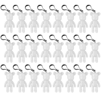 RJRAMZ White Fluid Bear Keychain,DIY Violent Bear Models for Drawing and Painting Graffiti Toys Gift for Birthday Valentines (3inch-24 pcs)