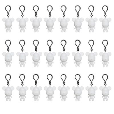 RJRAMZ White Fluid Bear Keychain,DIY Violent Bear Models for Drawing and Painting Graffiti Toys Gift for Birthday Valentines (2inch-24 pcs)