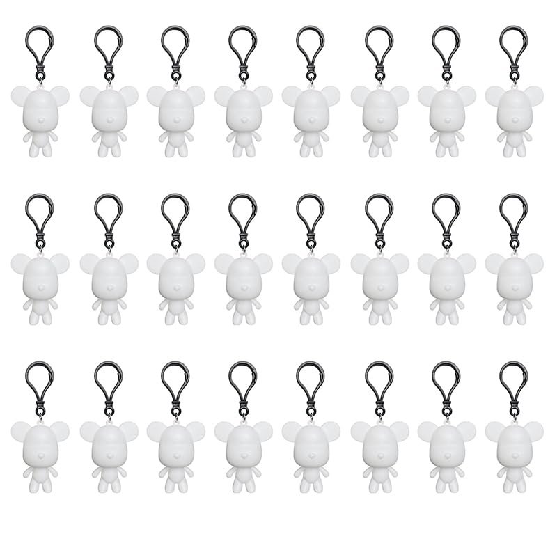 RJRAMZ White Fluid Bear Keychain,DIY Violent Bear Models for Drawing and Painting Graffiti Toys Gift for Birthday Valentines (2inch-24 pcs)