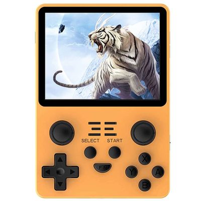 AIUOUS RGB20S Handheld Retro Game Console Pow Kitty Handheld Arcade Game with Built-in 16+64G Card & 15000 Games, 3.5 Inch IPS Screen Game Player (Yellow)