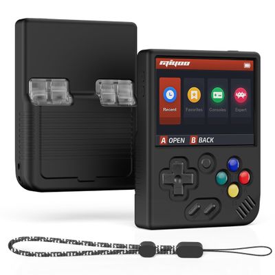 Miyoo Mini Plus Accessories, Soft [Anti-Slip] [Shock Proof] Customized Protective Case for Miyoo Mini Plus with Lanyard-Black
