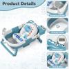 Collapsible Baby Bathtub for Newborn, Foldable Baby Bath Tub with Thermometer & Soft Floating Cushion & Drain Hole, Portable Travel Infant Bath Tubs for Newborns to Toddler 0-36 Months Girl, Blue view 2