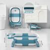 Collapsible Baby Bathtub for Newborn, Foldable Baby Bath Tub with Thermometer & Soft Floating Cushion & Drain Hole, Portable Travel Infant Bath Tubs for Newborns to Toddler 0-36 Months Girl, Blue view 4