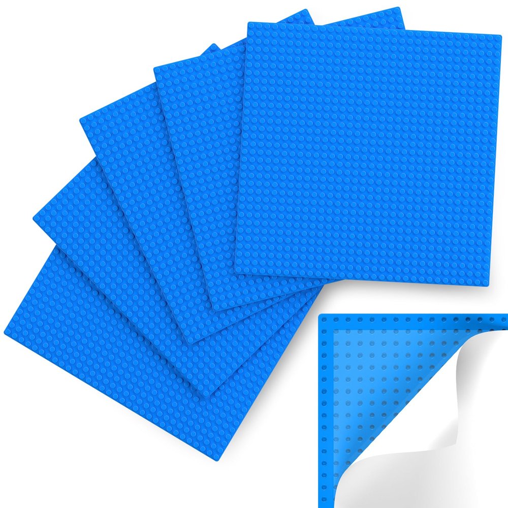 Pokiiulk Classic Baseplates, Peel and Stick Base Plates for Building Bricks, Compatible with Major Brands, Self-Adhersive Base for Bricks 10" x 10", 6 Pack Blue