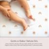 100% Organic Cotton Jersey Fitted Bassinet Sheets. 3 Pk Adapts to Oval, Hourglass & Rectangle Shaped Bassinet Pads. Perfectly Compatible with Halo, Snoo, Graco, and Most Standard Size Bassinets. Sky view 3