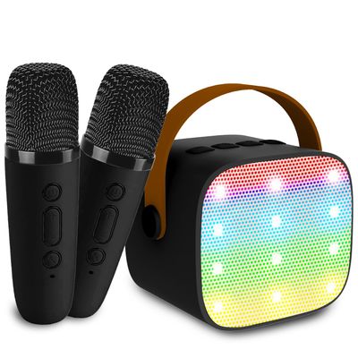 Mini Karaoke Machine for Kids & Adults, Kids Toys for Girls & Boys Gifts, Bluetooth Speaker with 2 Wireless Microphone for Kids Adults Toddler Girls Home Party Birthday Gifts Black