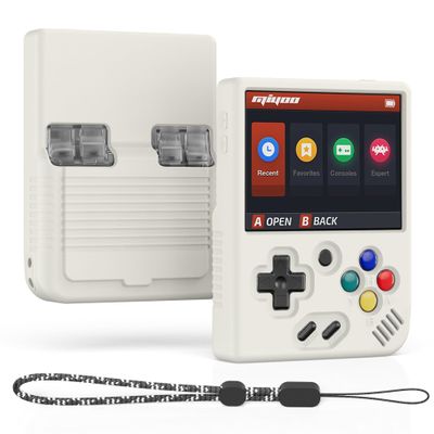 Miyoo Mini Plus Accessories, Soft [Anti-Slip] [Shock Proof] Customized Protective Case for Miyoo Mini Plus with Lanyard-Off-White