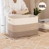 OIAHOMY 108L Super Large Blanket Basket, 25x16x16(108L) Rectangle Woven Baskets for Storage, Cotton Rope Basket For Living Room, Toy Storage with Handle- Gradient Brown view 2