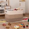 OIAHOMY 108L Super Large Blanket Basket, 25x16x16(108L) Rectangle Woven Baskets for Storage, Cotton Rope Basket For Living Room, Toy Storage with Handle- Gradient Brown view 3