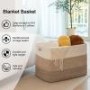 OIAHOMY 108L Super Large Blanket Basket, 25x16x16(108L) Rectangle Woven Baskets for Storage, Cotton Rope Basket For Living Room, Toy Storage with Handle- Gradient Brown view 4