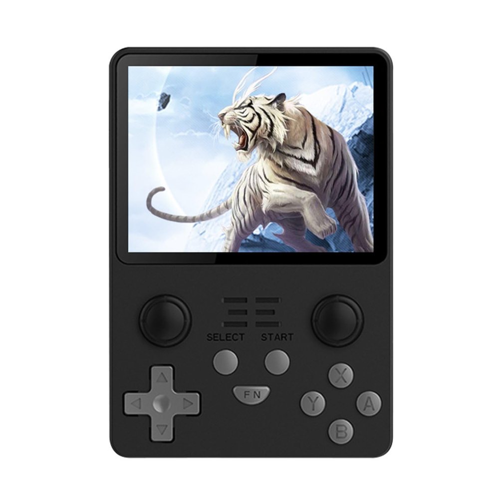 AIUOUS RGB20S Handheld Retro Game Console Pow Kitty Handheld Arcade Game with Built-in 16+64G Card & 15000 Games, 3.5 Inch IPS Screen Game Player (Black)