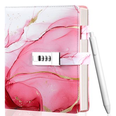 CAGIE Diary with Lock for Girls, A5 Password Refillable Lined Journal Kit Locked Diary, Cute Stuff Christmas Birthday Gifts for Girls 6 7 8 9 10 11 12 13 14 Year Old Girl Toys, Teen Girl Gifts, Pink