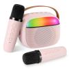 Kids Karaoke Machine,Portable Bluetooth Speaker with 2 Wireless Microphones, Gifts Toys for Girls 4, 5, 6, 7, 8, 9, 10 +Year Old Birthday Family Home Party(Pink) view 1