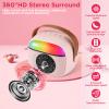Kids Karaoke Machine,Portable Bluetooth Speaker with 2 Wireless Microphones, Gifts Toys for Girls 4, 5, 6, 7, 8, 9, 10 +Year Old Birthday Family Home Party(Pink) view 3