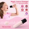 Kids Karaoke Machine,Portable Bluetooth Speaker with 2 Wireless Microphones, Gifts Toys for Girls 4, 5, 6, 7, 8, 9, 10 +Year Old Birthday Family Home Party(Pink) view 4