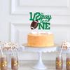 1/2 Way to One Cake Topper, 6 Months Birthday, American Football Theme 1/2 Birthday Party Decorations for Baby, Green & Brown Glitter view 2