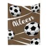 Soccer Brown Personalized Baby Blanket with Name Soft Throw Fleece Blankets for Girls Boys Newborn Infants Kids Shower Birthday Gift 30X40 inch view 1