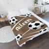 Soccer Brown Personalized Baby Blanket with Name Soft Throw Fleece Blankets for Girls Boys Newborn Infants Kids Shower Birthday Gift 30X40 inch view 2