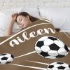 Soccer Brown Personalized Baby Blanket with Name Soft Throw Fleece Blankets for Girls Boys Newborn Infants Kids Shower Birthday Gift 30X40 inch view 4