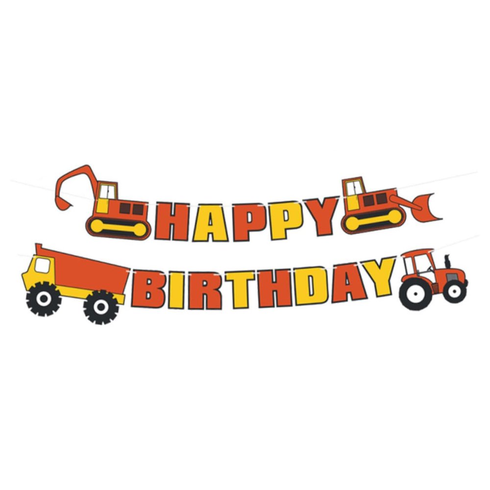 Cabilock 1set Happy Birthday Excavator Banner Party Decoration for Construction Theme Celebrations for Indoor and Outdoor Use Fun and Festive Atmosphere for Boys and Girls Birthdays