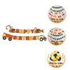 Cabilock 1set Happy Birthday Excavator Banner Party Decoration for Construction Theme Celebrations for Indoor and Outdoor Use Fun and Festive Atmosphere for Boys and Girls Birthdays view 2