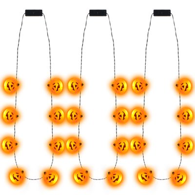 JOYIN 3 Pcs Halloween LED Necklace Pumpkin Shaped Jack o' Lantern Glowing Necklaces for Halloween Party Favor and Supplies, Party Costume Accessory Supplies