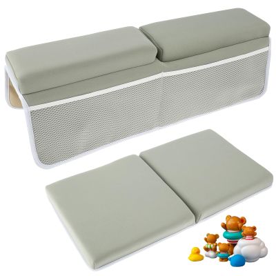 2Pcs Bath Kneeler and Elbow Rest Set Baby Bath Kneeling Pad, Washable Comfortable Foam Bath Kneeling Pad, Anti-Slip Bath Tub Elbow Pad with 4 Organizer Pockets, for Toddler Bathroom