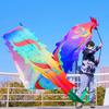 Dragon Dance Ribbon Poi, Outdoor Exercise Dragon & Phoenix Silk-Like Ribbon Streamer Flow Toy Set with Real-Like Dragon Head for Beginner and Pro (Rainbow Coiled Dragon, 26.2 ft) view 1