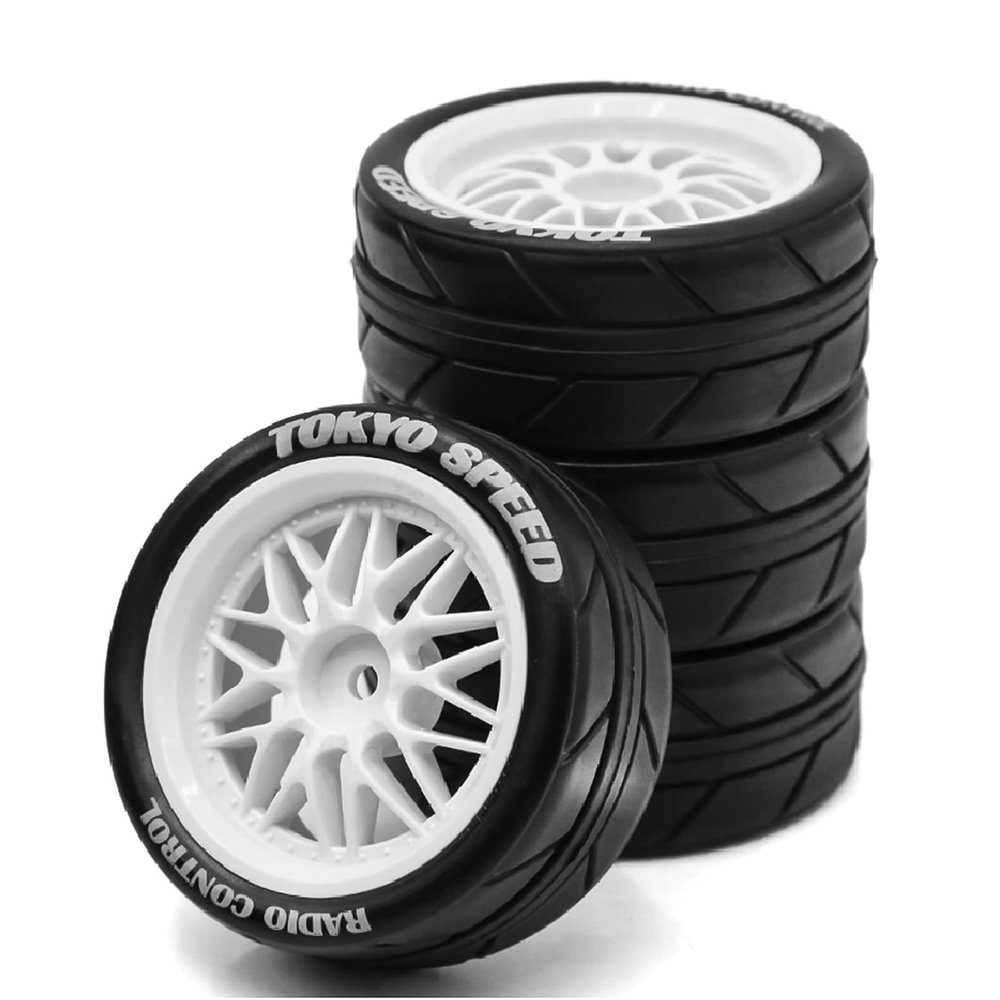 Lifehead 65mm RC On-Road Rally Car Tires and Wheels for 1/10 RC On-Road Touring Drift Car HSP 94123 Tamiya XV01 TT01 TT02 HPI Kyosho FAZER MK2 TRAXXAS 4-TEC 2.0/12mm Hex