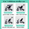 4 in 1 Kids Trike for 2-6 Years Old,Kids Tricycle with Parent Handle and Awning,Toddler tricycles with Swivel seat,guardrail and seat Belt,Rear Wheel with Double Brakes,Toddler Strollers (Red with aw view 2
