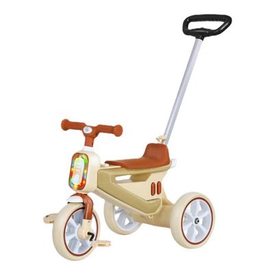 2 in 1 Toddler Stroller pram and Pedal tricycles,Kids trikes with Detachable Parent Handle,Parent Steering Trolley for 2-5 Years Old Boys and Girls,135 Limit Steering Handlebar,Foam Wheel (Beige wit