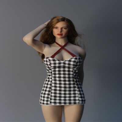 Fremego 1/6 Scale Female Clothes,Female Tube Dress Hip Wrap Skirt Strapless Short Skirt Clothing for 12inch PH TBL JO Worldbox Action Figure Body (Black and White)
