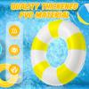 Foilswirl 47.24 Inch Jumbo Inflatable Pool Floats Blue and White Striped Pool Rings Swimming Inflatable Tube for Adult Women Summer Beach Bachelorette Wedding Decor(Blue White Yellow,1 Pcs) view 3