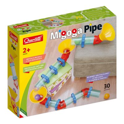 Quercetti: Migoga Pipe - 30pc Colorful Ball Marble Run Toy, Track & Path Building, Tube Connecting, Free Play Construction Playset, Toddlers & Kids 2+