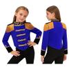 JEYPINMI Girls Circus Ringmaster Drum Majorette School Marching Band Uniform Long Sleeve Tassels Jacket Tops Blue 16 Years view 3